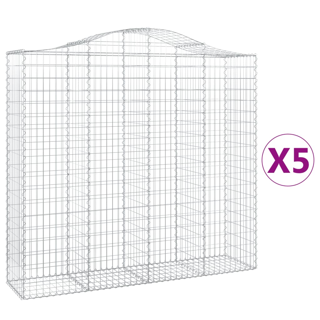 VidaXL Gabionen 5 Stück gebogen 200x50x180 200 cm Eisen