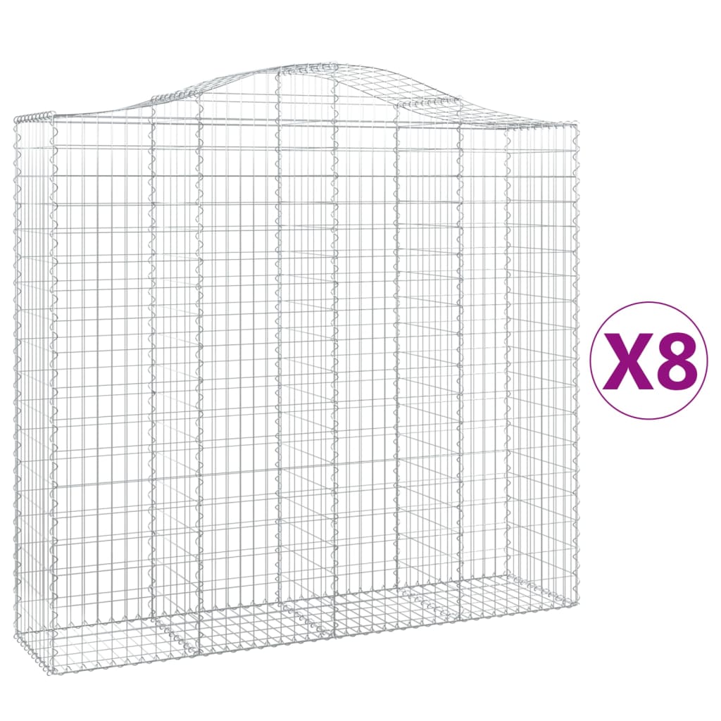 VidaXL Gabionen 8 Stück gebogen 200x50x180 200 cm Eisen