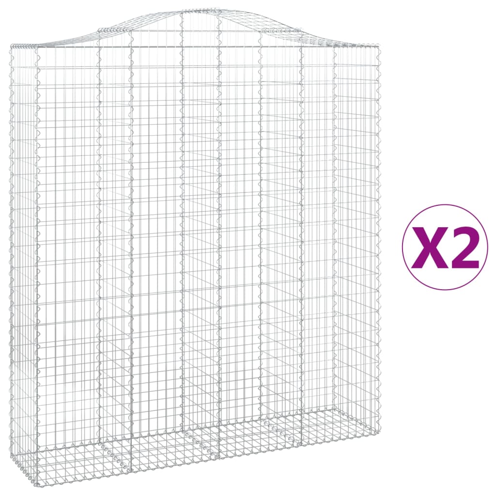 VidaXL Gabionen 2 Stück gebogen 200x50x220 240 cm Eisen
