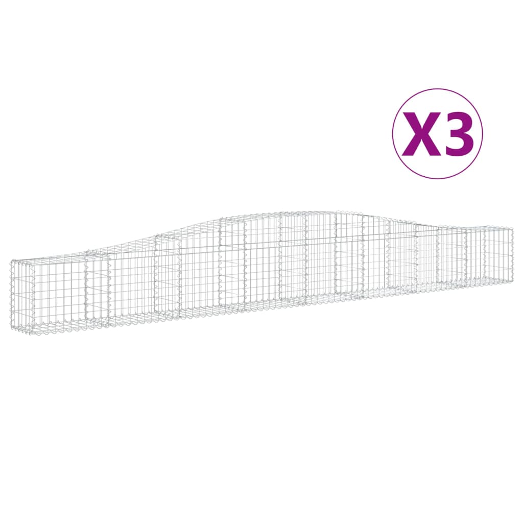 VidaXL Gabionen 3 Stück gebogen 400x30x40 60 cm Eisen