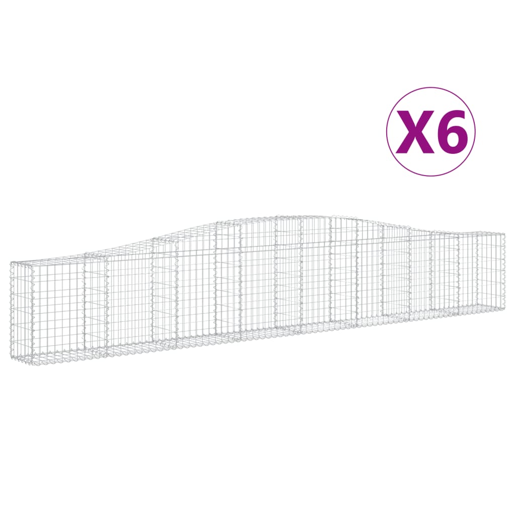 VidaXL Gabionen 6 Stück gebogen 400x30x60 80 cm Eisen