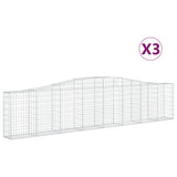VidaXL Gabionen 3 Stück gebogen 400x30x80 100 cm Eisen