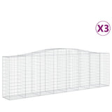 VidaXL Gabionen 3 Stück gebogen 400x50x120 140 cm Eisen