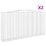 VidaXL Gabionen 2 Stück gebogen 400x50x200 220 cm Eisen