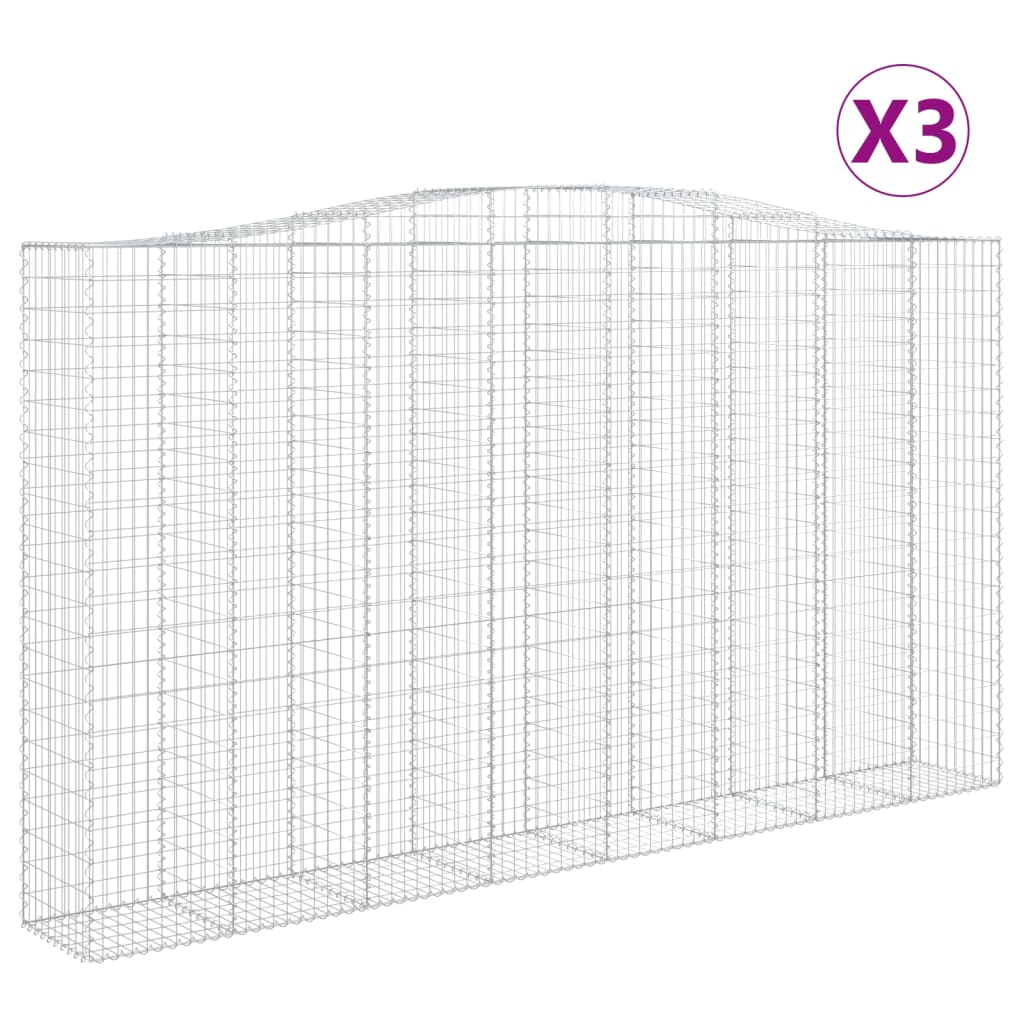 VidaXL Gabionen 3 Stück gebogen 400x50x220 240 cm Eisen
