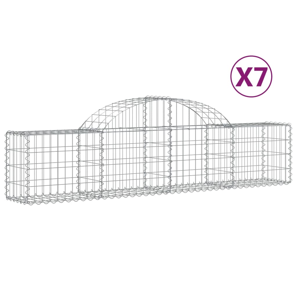 VidaXL Gabionen 7 Stück gebogen 200x30x40 60 cm verzinktes Eisen