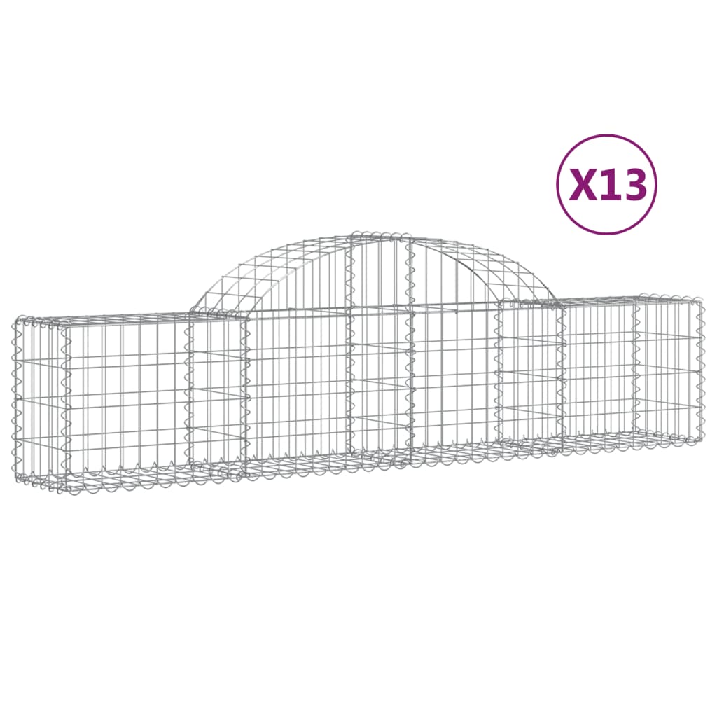 VidaXL Gabionen 13 Stück gebogen 200x30x40 60 cm verzinktes Eisen