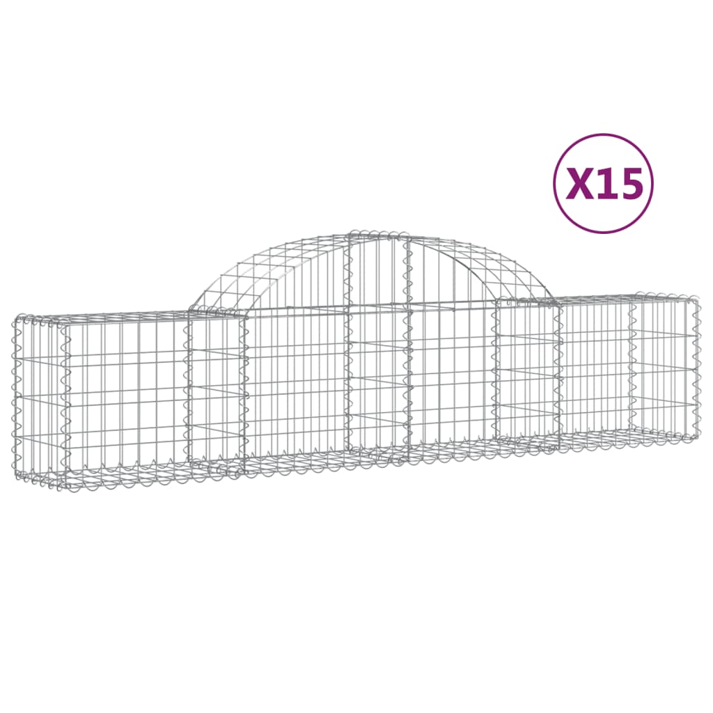 VidaXL Gabionen 15 Stück gebogen 200x30x40 60 cm verzinktes Eisen