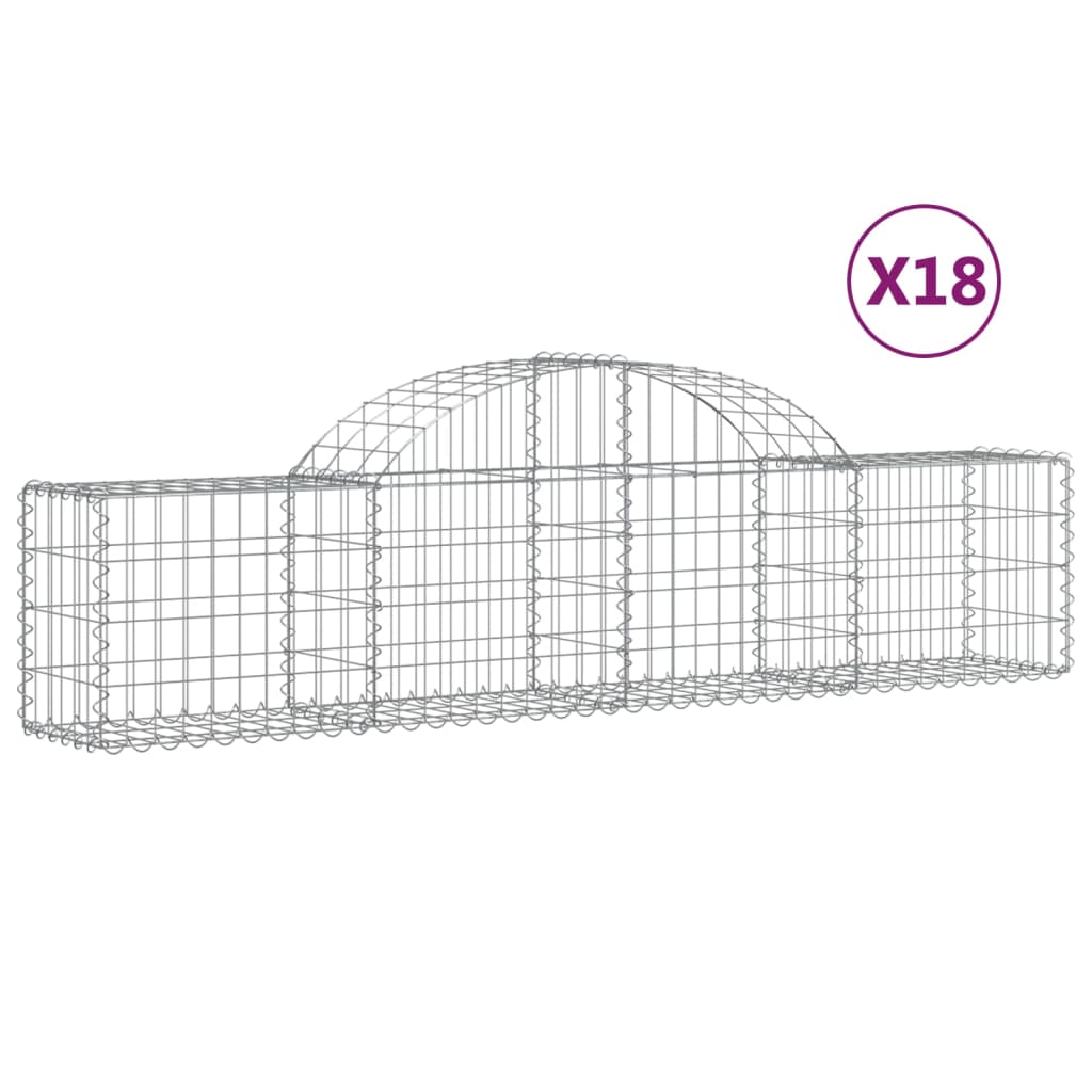 VidaXL Gabionen 18 Stück gebogen 200x30x40 60 cm verzinktes Eisen
