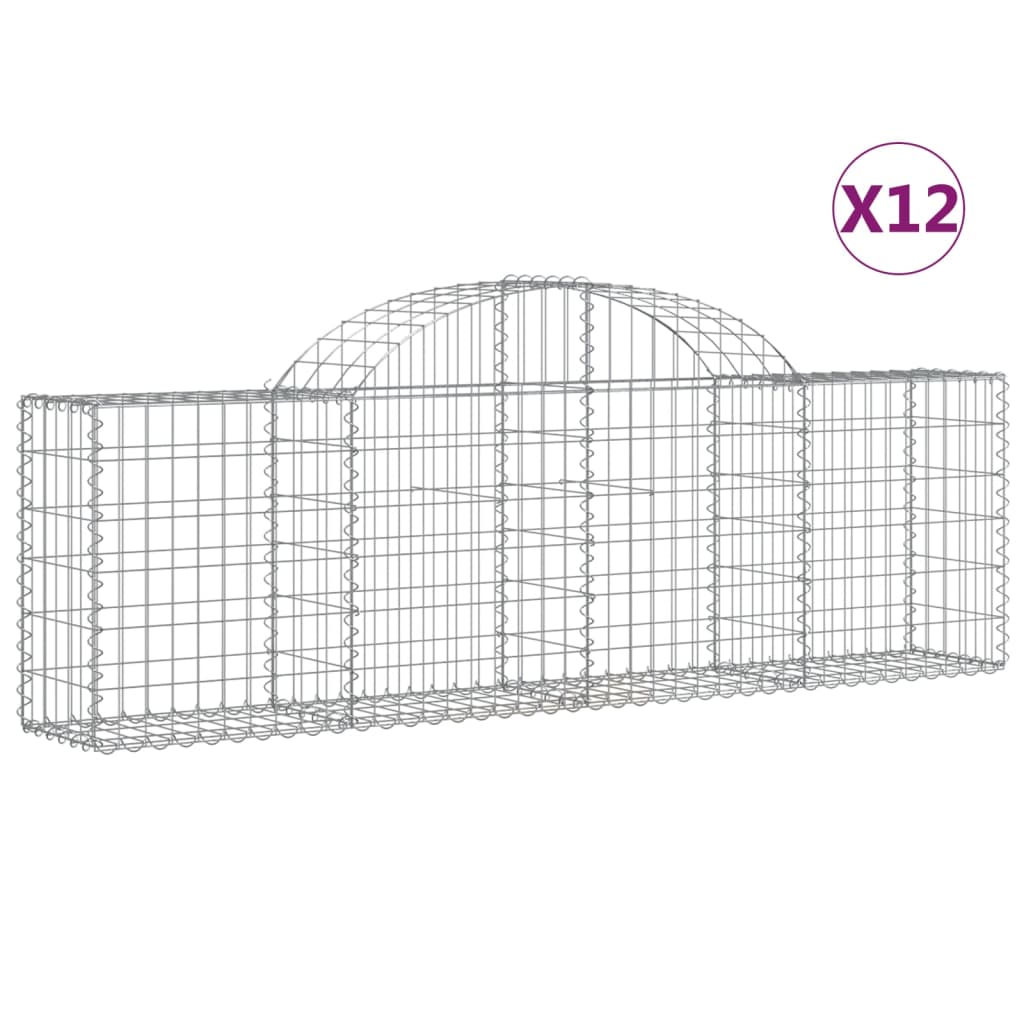 VidaXL Gabionen 12 Stück gebogen 200x30x60 80 cm verzinktes Eisen