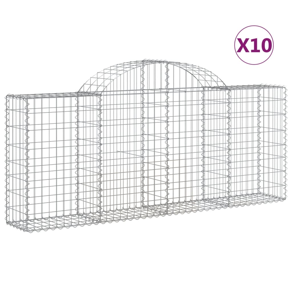 VidaXL Gabionen 10 Stück gebogen 200x30x80 100 cm Eisen