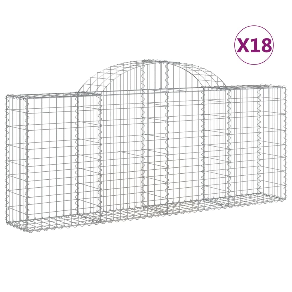 VidaXL Gabionen 18 Stück gebogen 200x30x80 100 cm Eisen