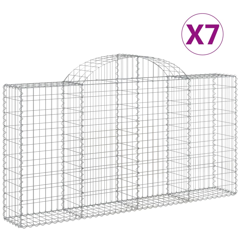 VidaXL Gabionen 7 Stk. gebogen 200x30x100 120 cm Eisen
