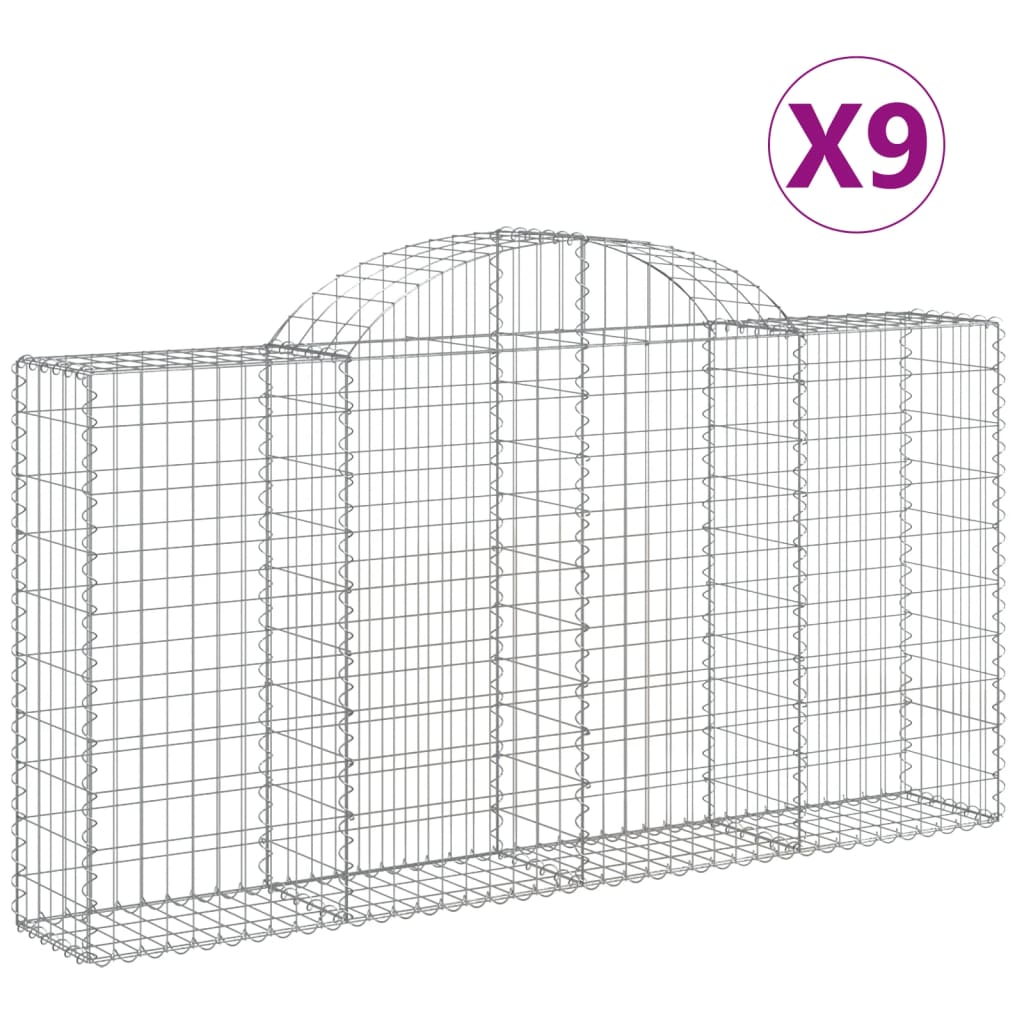 VidaXL Gabionen 9 Stück gebogen 200x30x100 120 cm Eisen