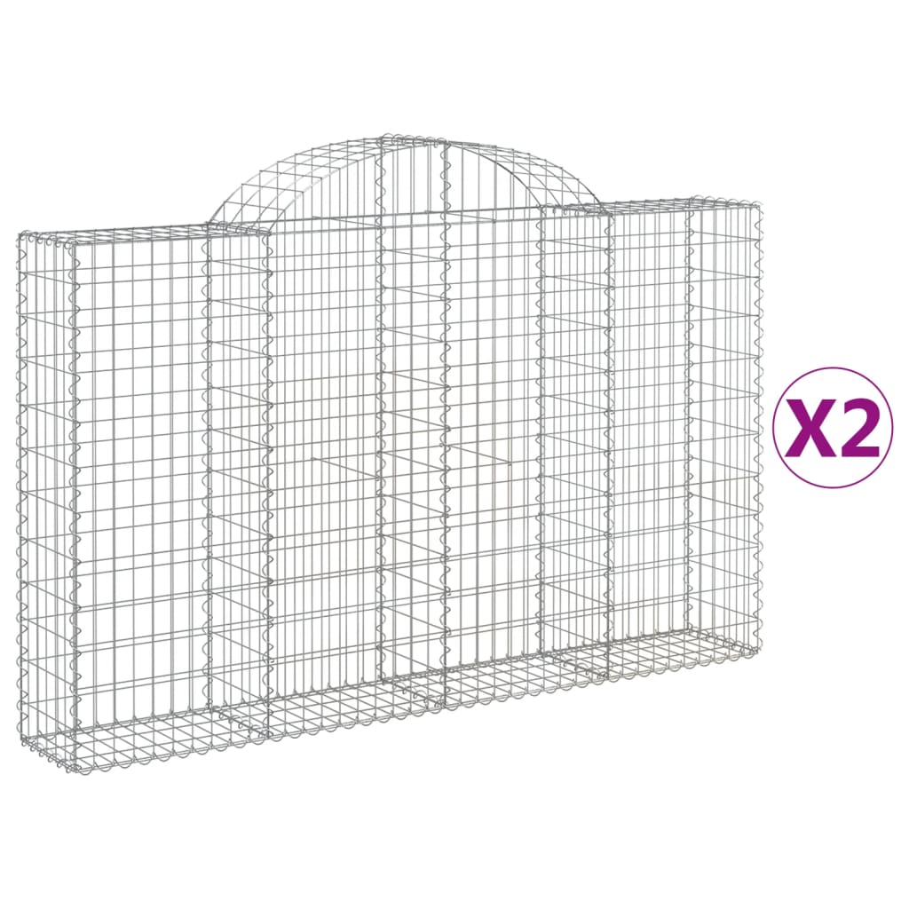 VidaXL Gabionen 2 Stück gebogen 200x30x120 140 cm Eisen