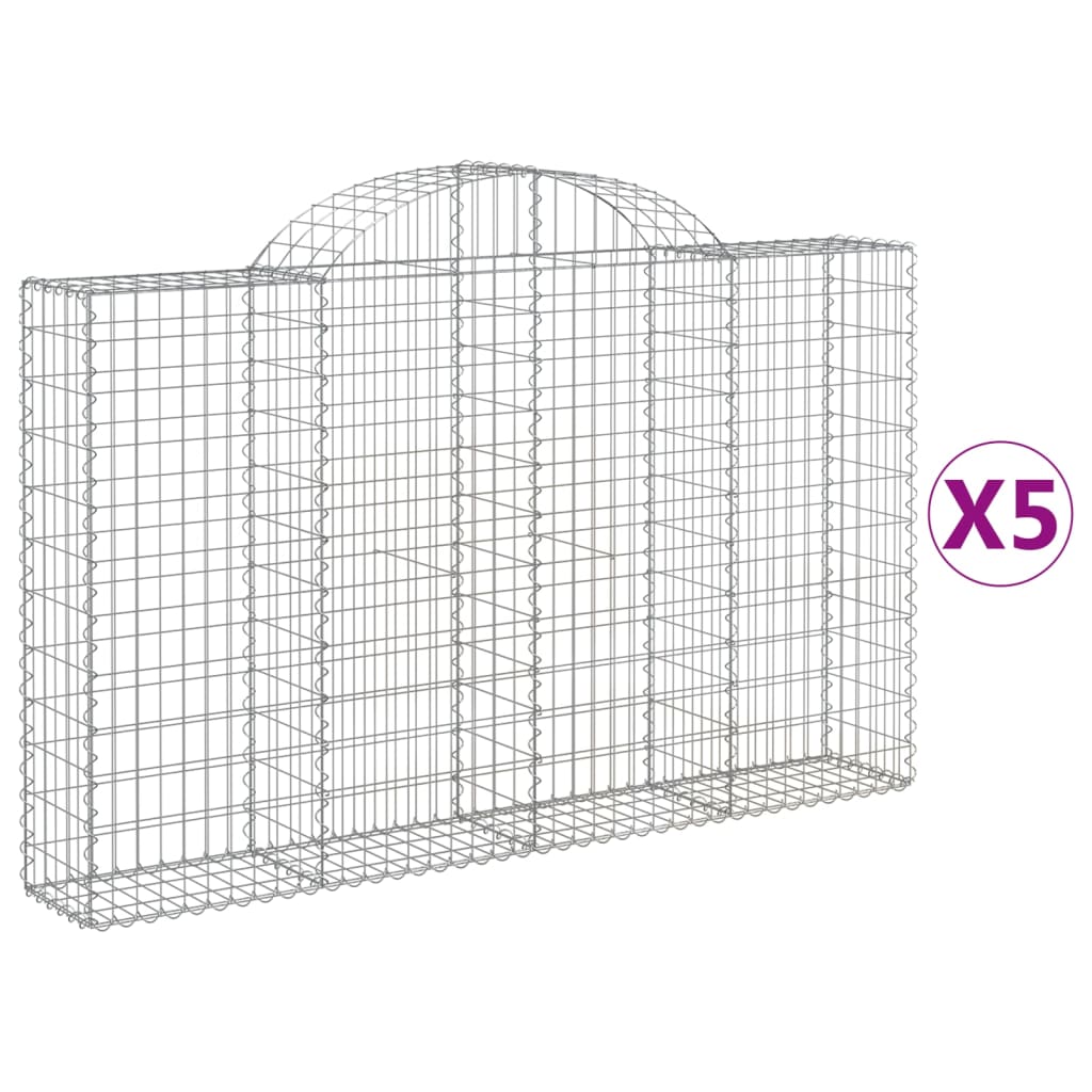 VidaXL Gabionen 5 Stück gebogen 200x30x120 140 cm Eisen