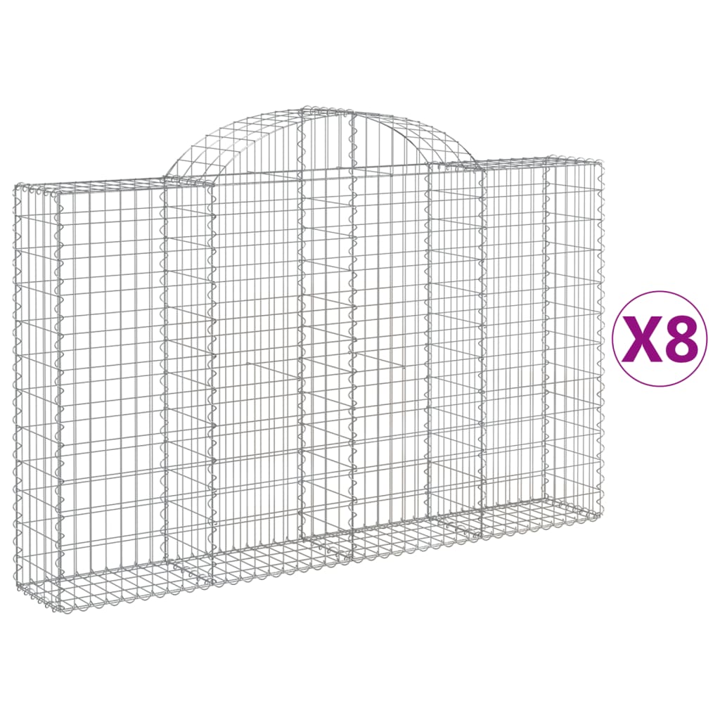 VidaXL Gabionen 8 Stück gebogen 200x30x120 140 cm Eisen