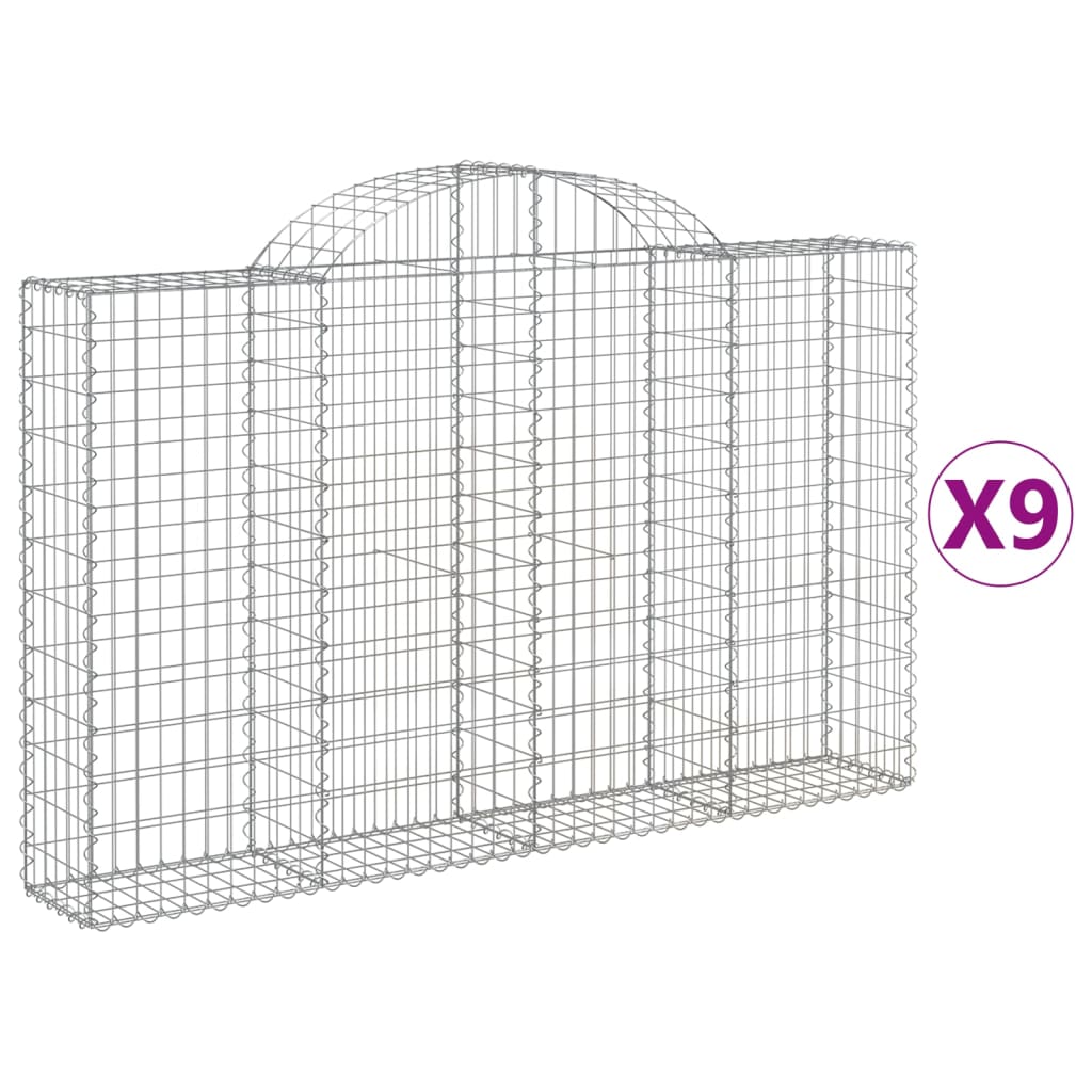 VidaXL Gabionen 9 Stück gebogen 200x30x120 140 cm Eisen