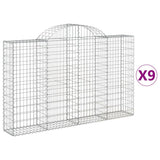 VidaXL Gabionen 9 Stück gebogen 200x30x120 140 cm Eisen
