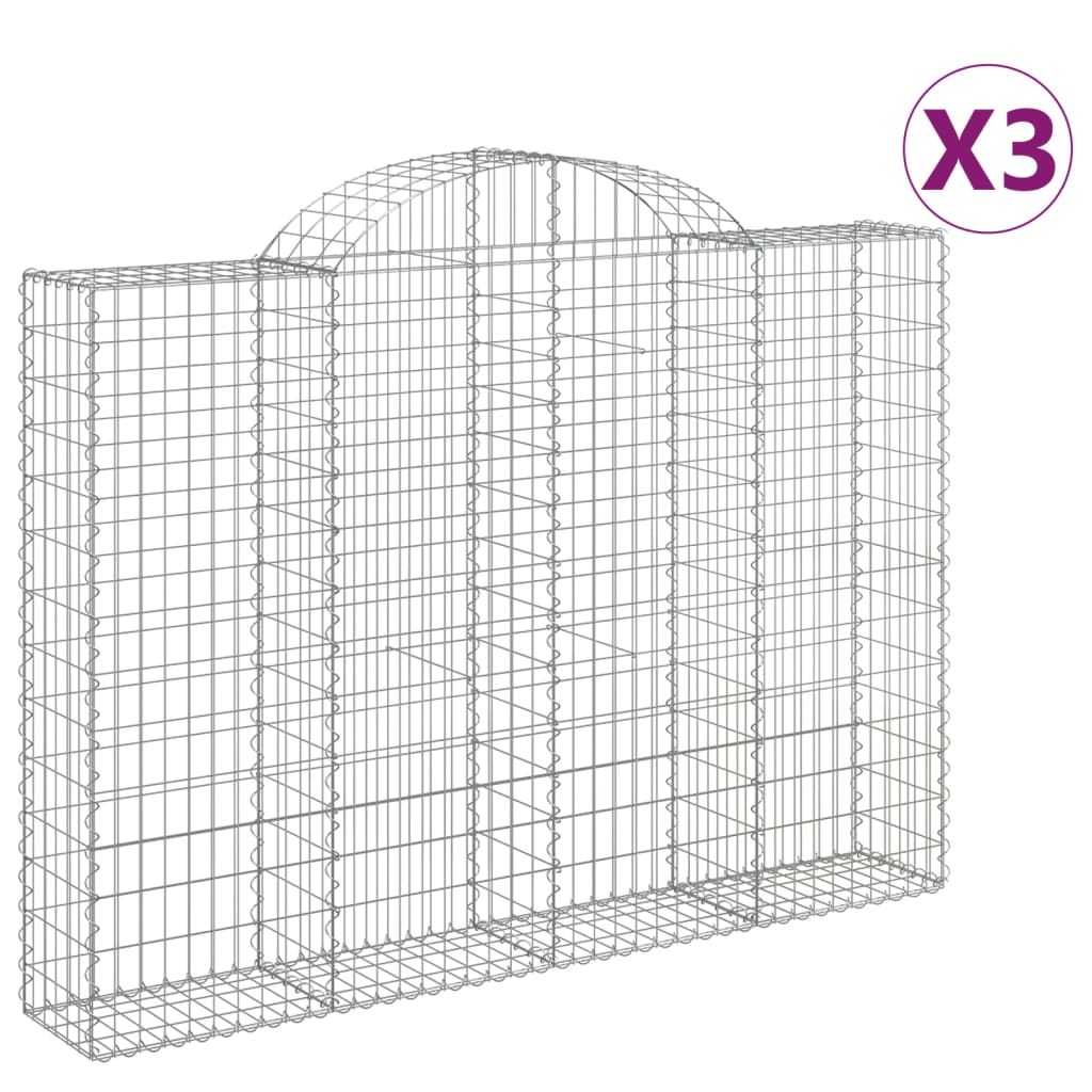 VidaXL Gabionen 3 Stück gebogen 200x30x140 160 cm Eisen