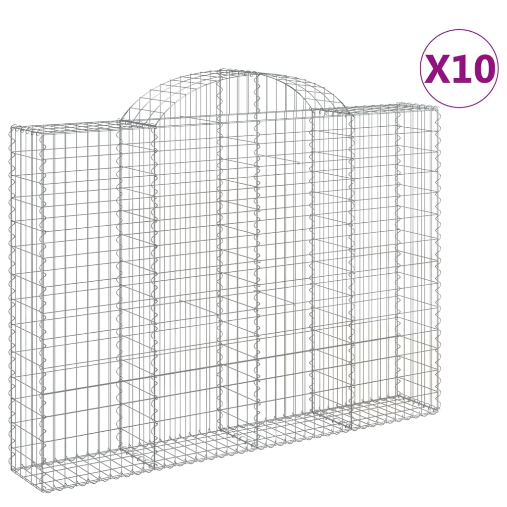 VidaXL Gabionen 10 Stück gebogen 200x30x140 160 cm Eisen