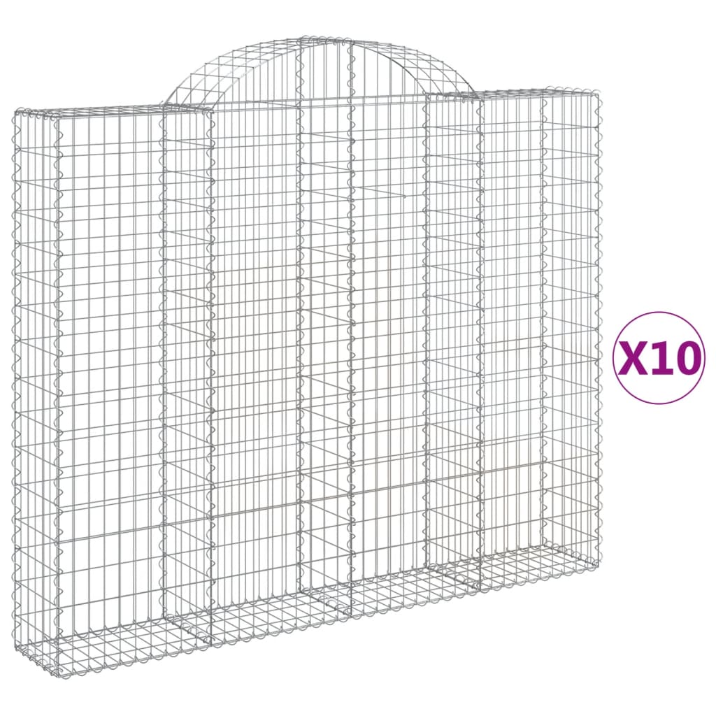 VidaXL Gabionen 10 Stück gebogen 200x30x160 180 cm Eisen