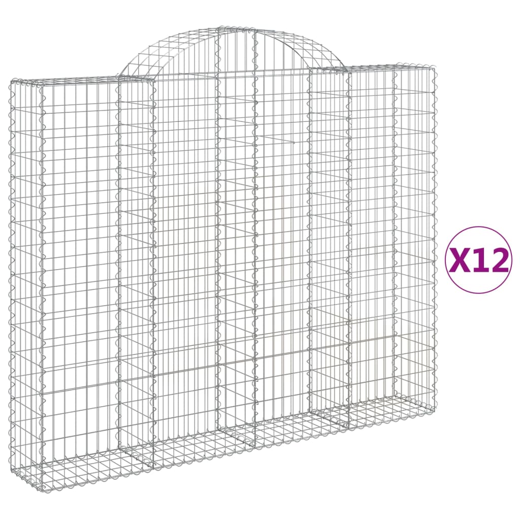 VidaXL Gabionen 12 Stück gebogen 200x30x160 180 cm Eisen