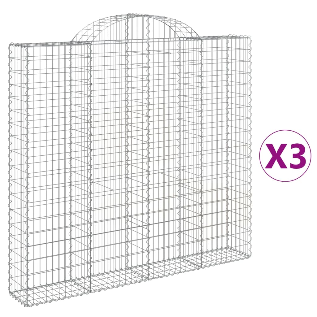 VidaXL Gabionen 3 Stück gebogen 200x30x180 200 cm Eisen