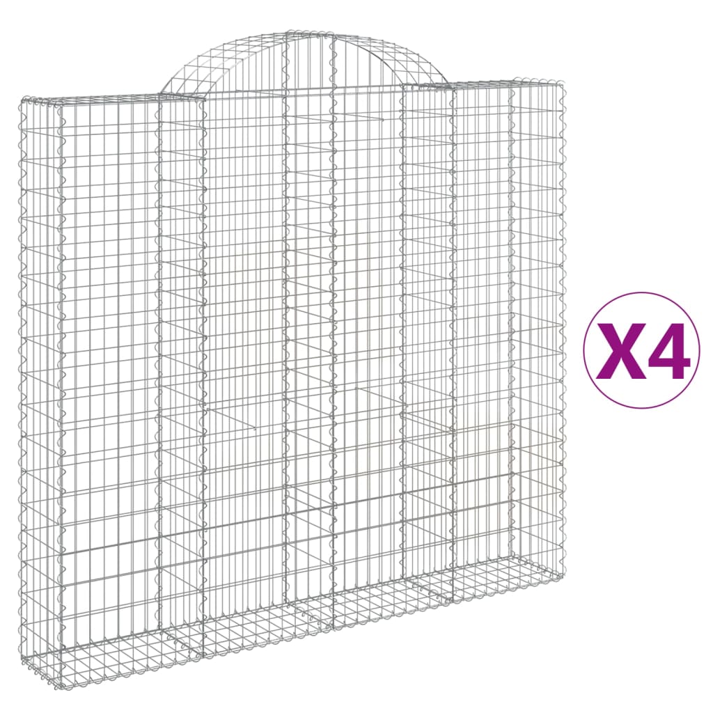 VidaXL Gabionen 4 Stück gebogen 200x30x180 200 cm Eisen