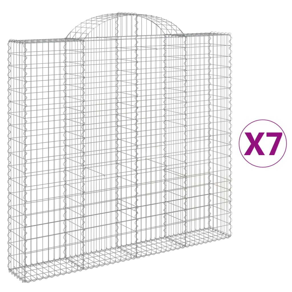 VidaXL Gabionen 7 Stk. gebogen 200x30x180 200 cm Eisen