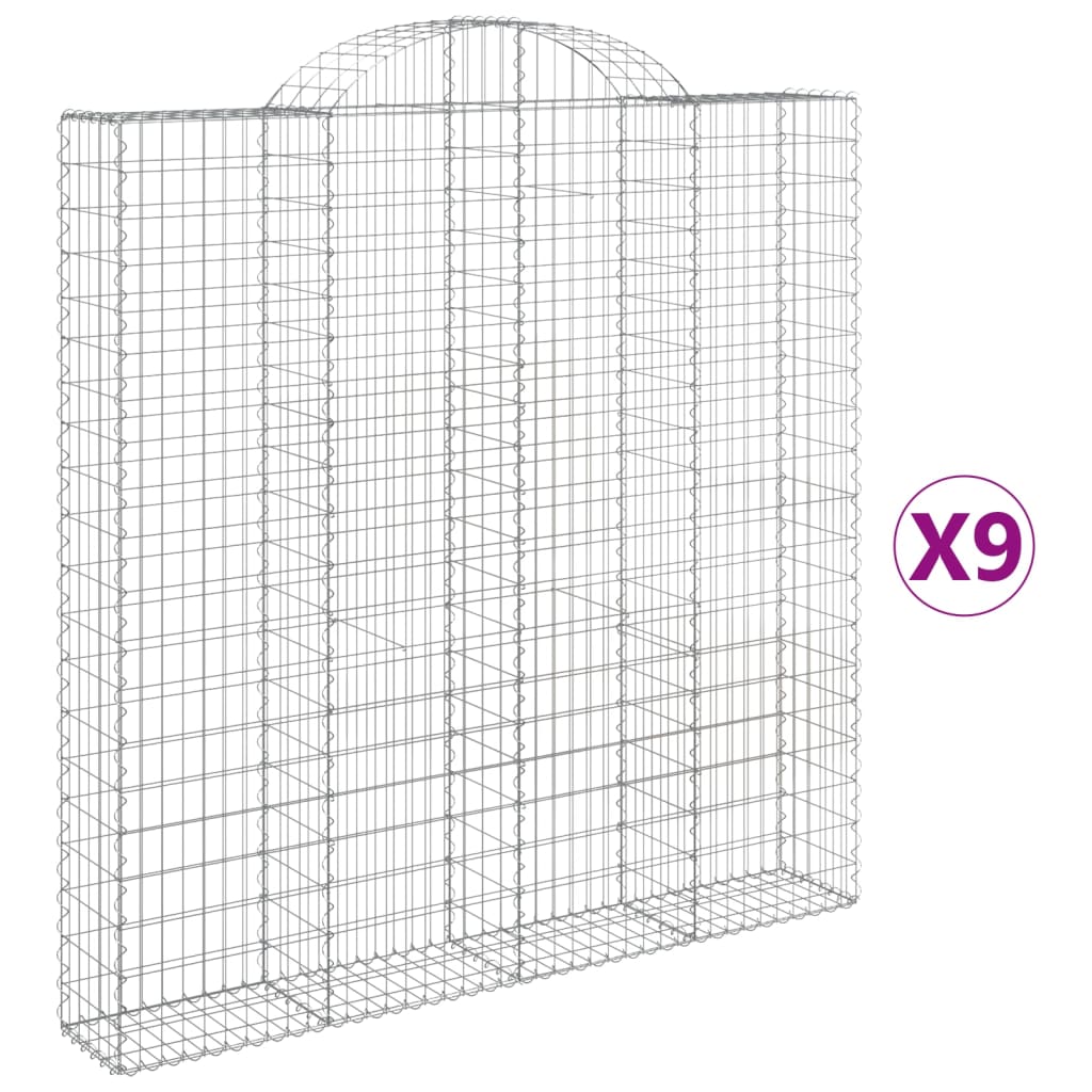 VidaXL Gabionen 9 Stück gebogen 200x30x200 220 cm Eisen