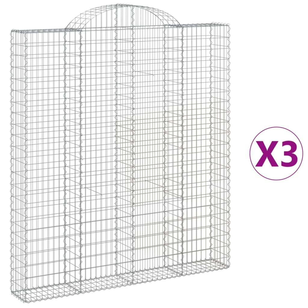 VidaXL Gabionen 3 Stück gebogen 200x30x220 240 cm Eisen