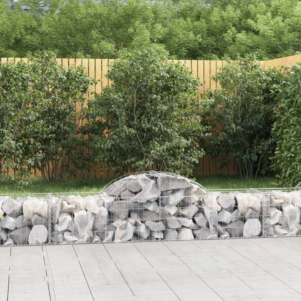 VidaXL Gabionen 2 Stück gebogen 200x50x40 60 cm verzinktes Eisen