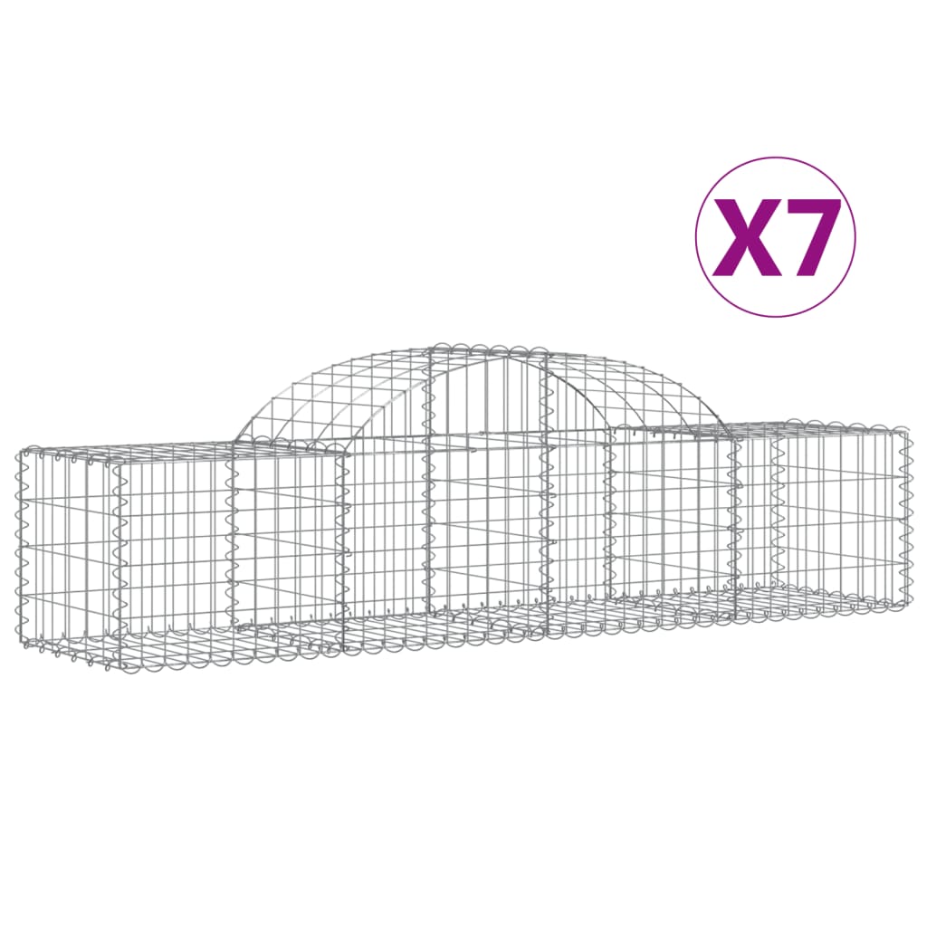 VidaXL Gabionen 7 Stück gebogen 200x50x40 60 cm verzinktes Eisen