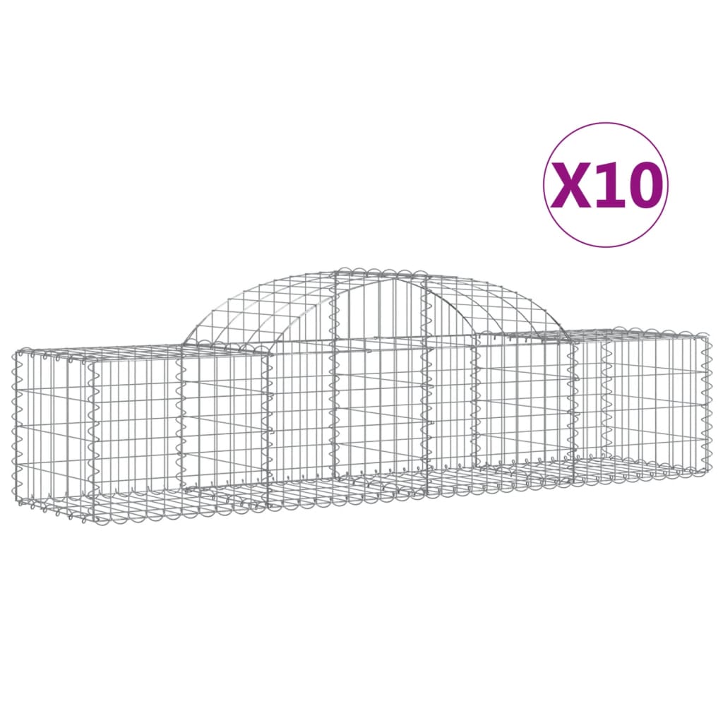 VidaXL Gabionen 10 Stück gebogen 200x50x40 60 cm verzinktes Eisen