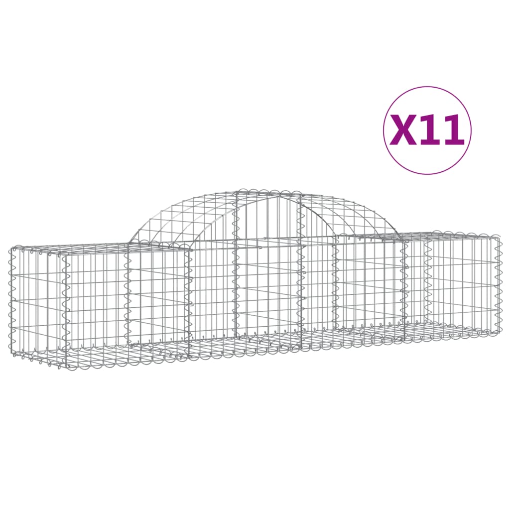 VidaXL Gabionen 11 Stück gebogen 200x50x40 60 cm verzinktes Eisen