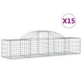 VidaXL Gabionen 15 Stück gebogen 200x50x40 60 cm verzinktes Eisen