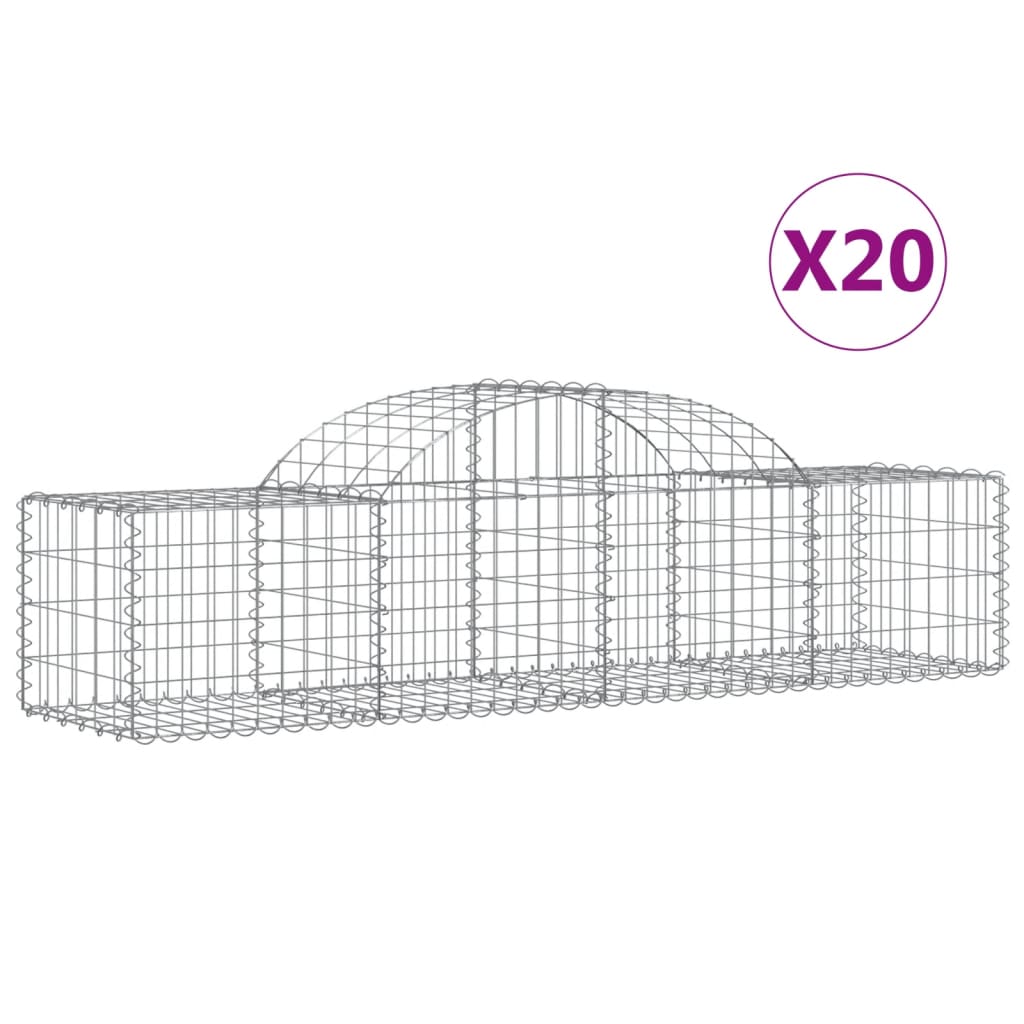 VidaXL Gabionen 20 Stück gebogen 200x50x40 60 cm Eisen
