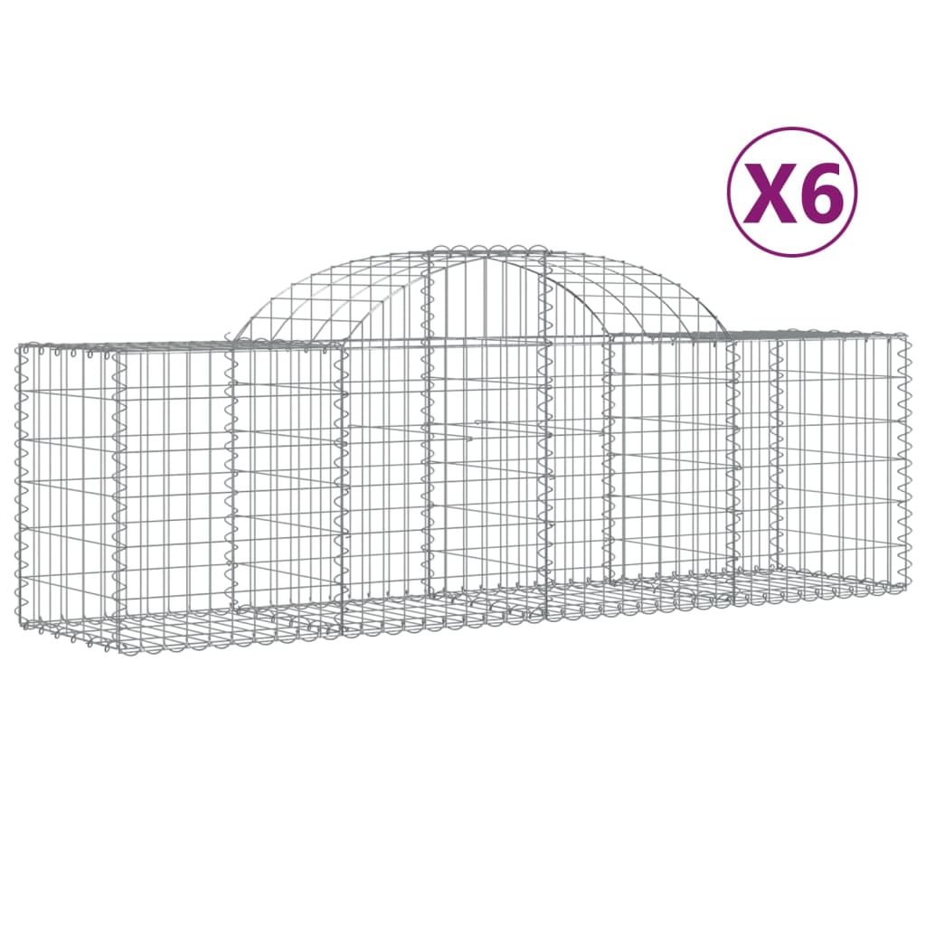 VidaXL Gabionen 6 Stück gebogen 200x50x60 80 cm verzinktes Eisen