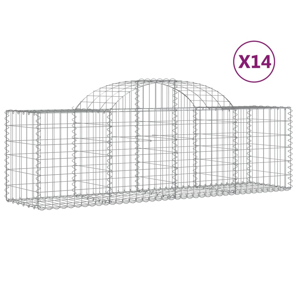 VidaXL Gabionen 14 Stück gebogen 200x50x60 80 cm verzinktes Eisen