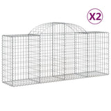 VidaXL Gabionen 2 Stück gebogen 200x50x80 100 cm verzinktes Eisen