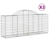 VidaXL Gabionen 3 Stück gebogen 200x50x80 100 cm verzinktes Eisen