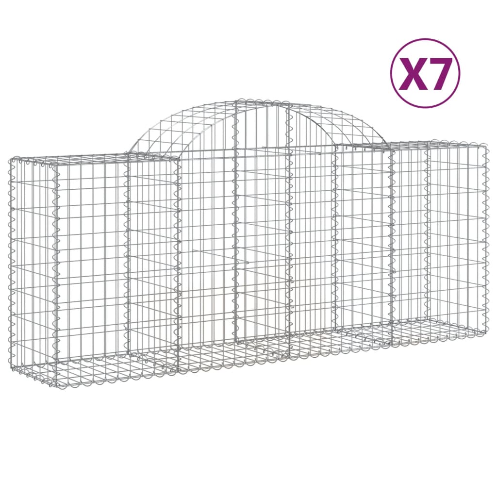 VidaXL Gabionen 7 Stück gebogen 200x50x80 100 cm verzinktes Eisen