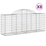 VidaXL Gabionen 8 Stück gebogen 200x50x80 100 cm verzinktes Eisen