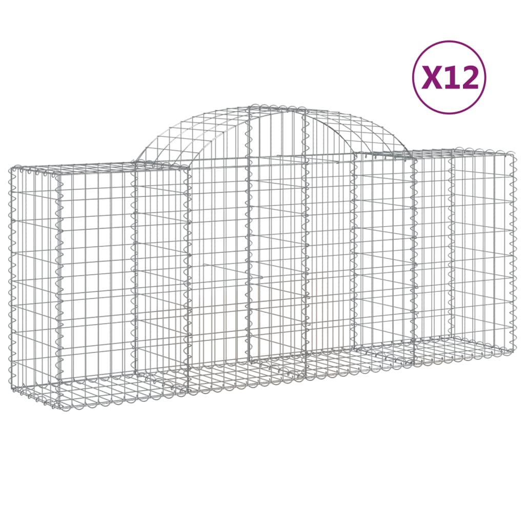 VidaXL Gabionen 12 Stück gebogen 200x50x80 100 cm Eisen