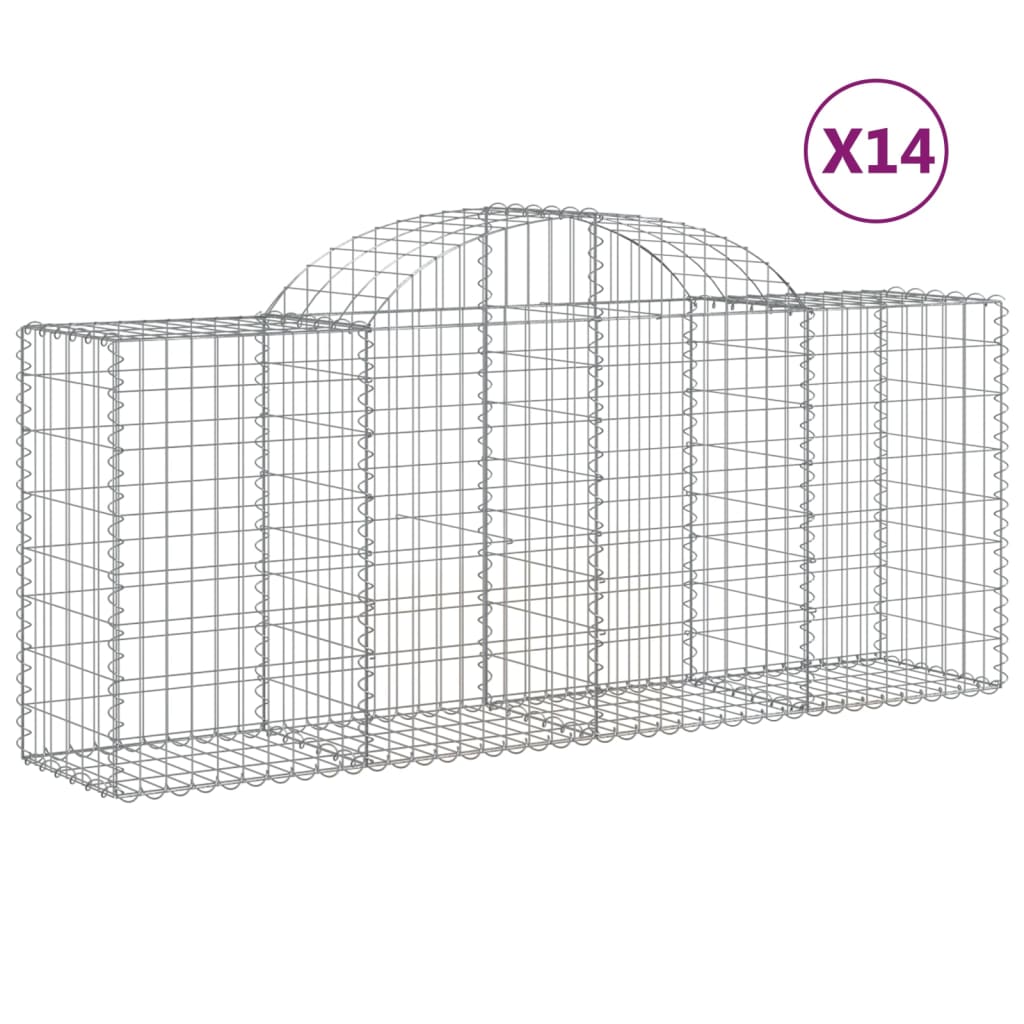 VidaXL Gabionen 14 Stück gebogen 200x50x80 100 cm Eisen