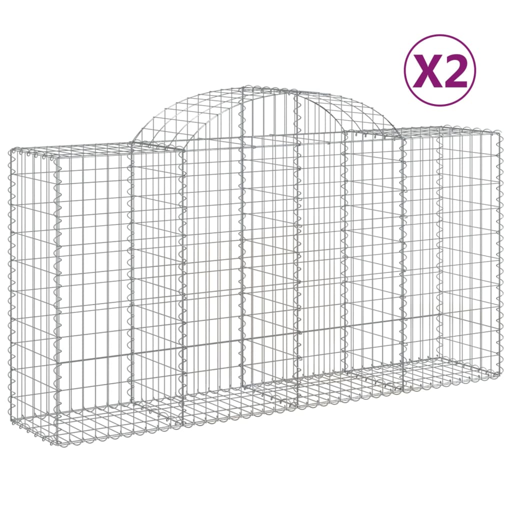 VidaXL Gabionen 2 Stück gebogen 200x50x100 120 cm Eisen