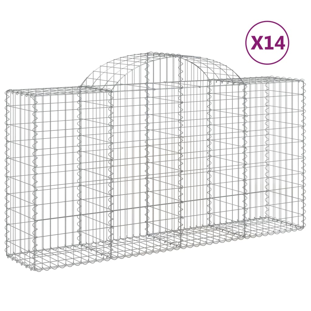 VidaXL Gabionen 14 Stück gebogen 200x50x100 120 cm Eisen