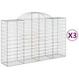 VidaXL Gabionen 3 Stück gebogen 200x50x120 140 cm Eisen