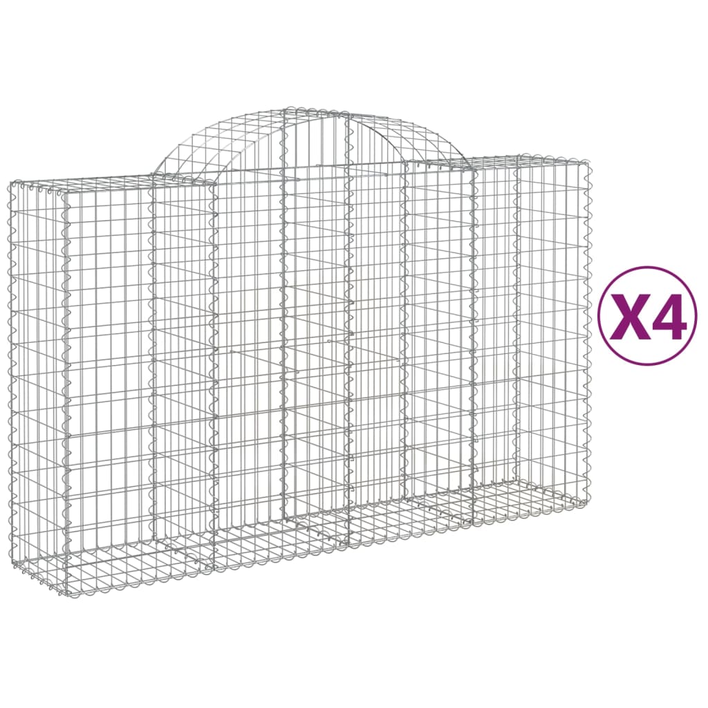VidaXL Gabionen 4 Stück gebogen 200x50x120 140 cm Eisen